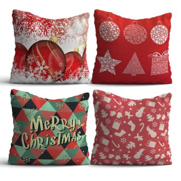 Set 4 perne decorative, NYXMAS18, 50% bumbac / 50% poliester, Multicolor