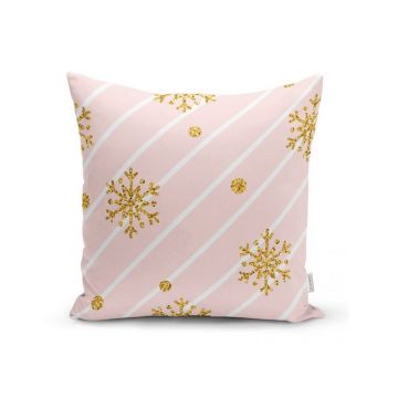 Față de pernă cu model de Crăciun Minimalist Cushion Covers Gold Snowflakes, 42 x 42 cm