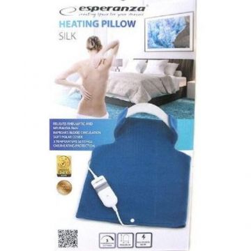 Perna cu incalzire electrica pentru spate si gat Esperanza EHB003, 3 setari temperatura, Husa protectoare din microfibra (Albastru)