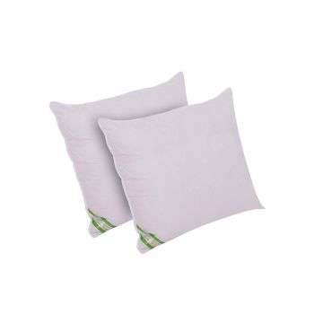 Set Alcam, 2 perne 70x70 cm, microfibra matlasata, lavabile, alb