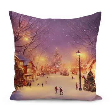 Față de pernă 43x43 cm cu model de Crăciun – Mila Home