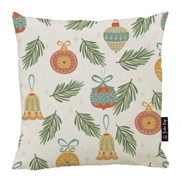 Față de pernă 45x45 cm cu model de Crăciun Retro Cute Ornaments – Butter Kings