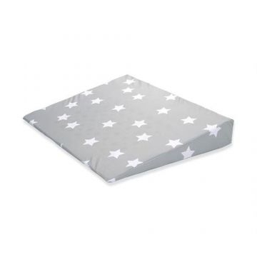 Perna inclinata antisufocare Lorelli Air Comfort Grey Stars, 60 x 45 x 9 cm, husa detasabila si lavabila