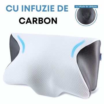 Perna Ortopedica Cervicala din spuma cu memorie si extensii - Cu Infuzie de Carbon