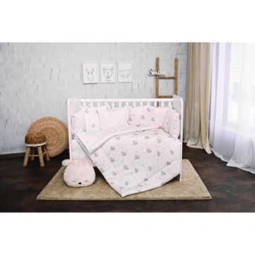 Set lenjerie patut 8 piese, Lorelli, 70x140 cm, bumbac ranforce, Blue Aeroplane