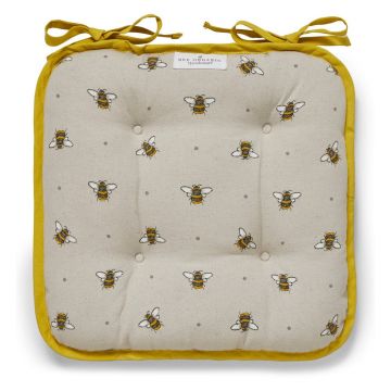 Pernă pentru scaun din bumbac Cooksmart ® Bumble Bees, bej-galben