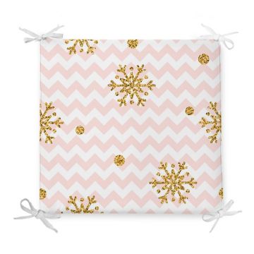Pernă de scaun din amestec de bumbac cu model de Crăciun Minimalist Cushion Covers Pastel Stripes, 42 x 42 cm