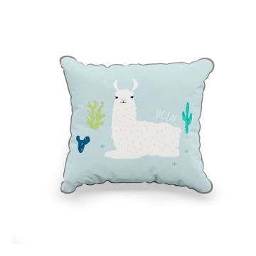 Pernă decorativă pentru copii Pinio Llamas, 45 x 50 cm, albastru
