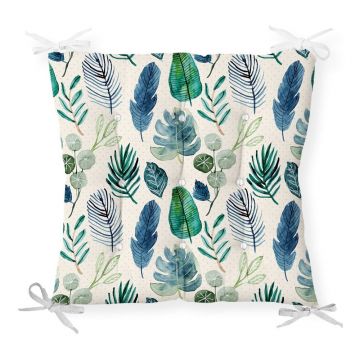 Pernă pentru scaun cu amestec de bumbac Minimalist Cushion Covers Navy Flower, 40 x 40 cm