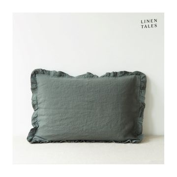 Față de pernă din in 40x60 cm Forest Green – Linen Tales