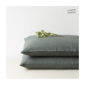 Față de pernă din in 80x80 cm Forest Green – Linen Tales
