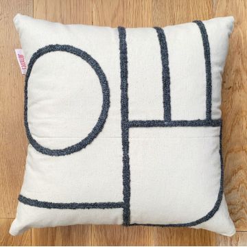Perna, Nanna Organic Woven Punch PillowWith İnsert, 43x43 cm, Bumbac, Gri